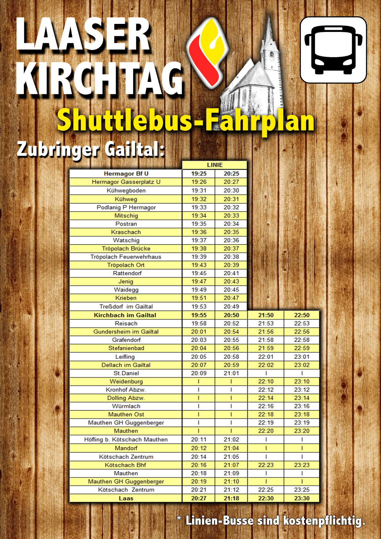 Fahrplan Laaser Kirchtag 2024