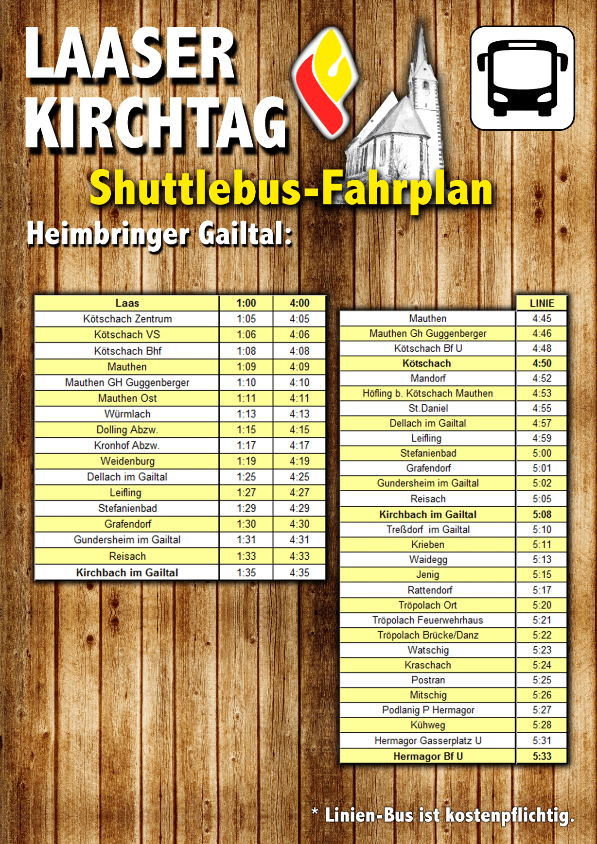 Fahrplan Laaser Kirchtag 2024