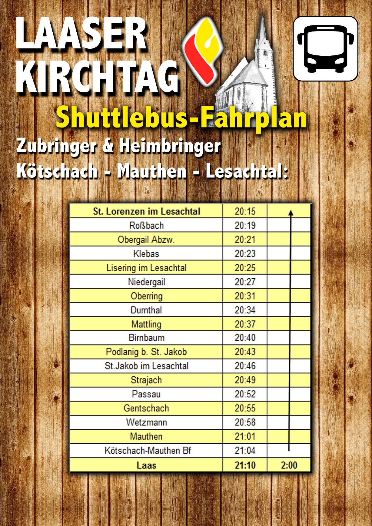 Fahrplan Laaser Kirchtag 2024