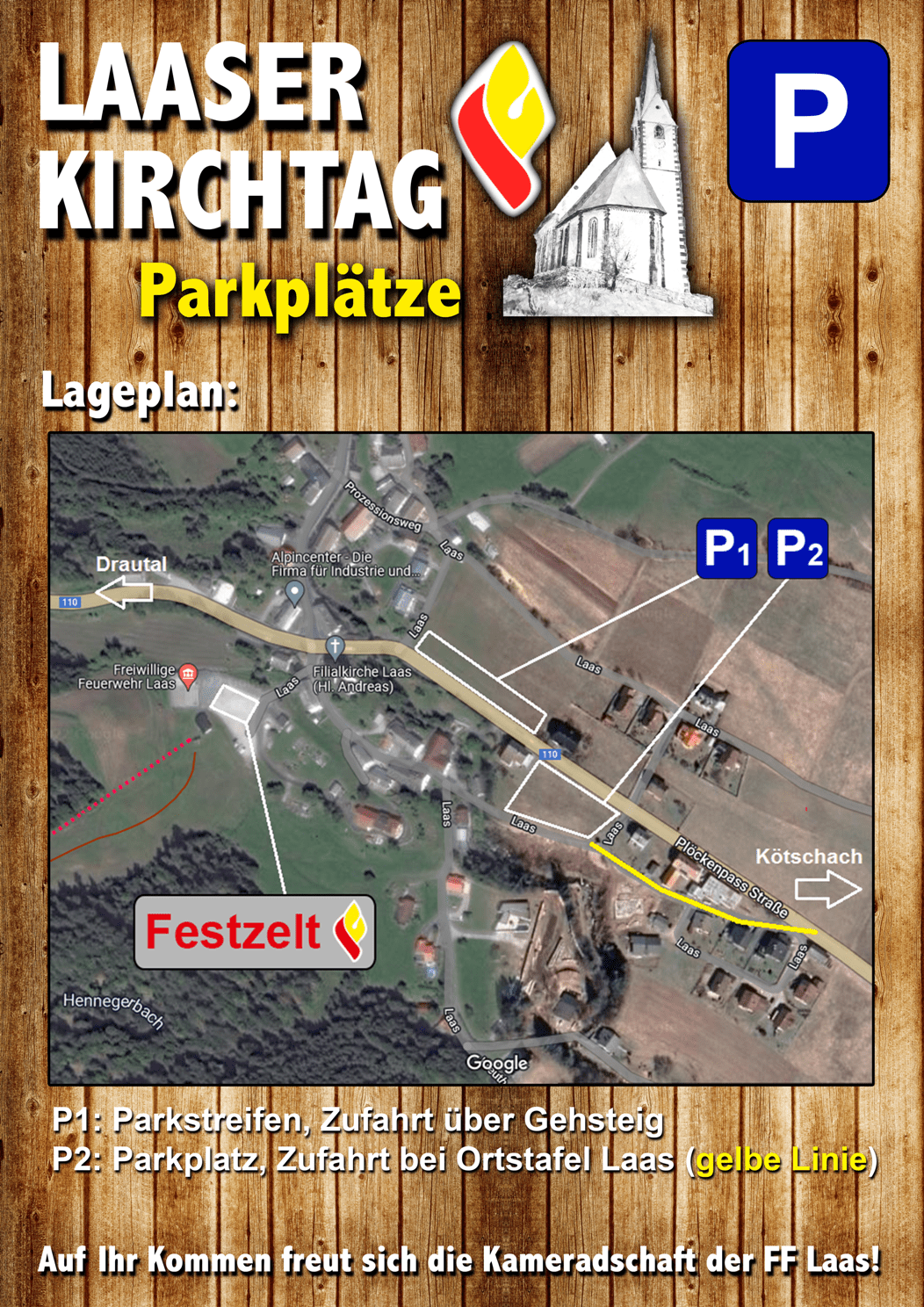 Parkplatz Lageplan Laaser Kirchtag 2024